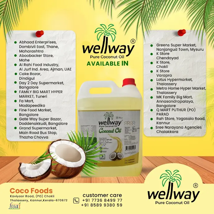 Wellway Coconut Oil Distribution - Kerala - Karnataka - Maharashtra - Tamil Nadu - UAE